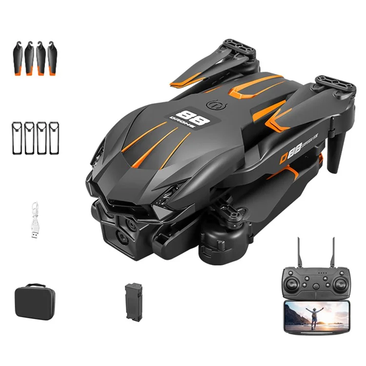 D88 Optical Flow Dual Camera RC Drone Fixed Altitude Aerial Photography Quadcopter, 1 Battery - Black