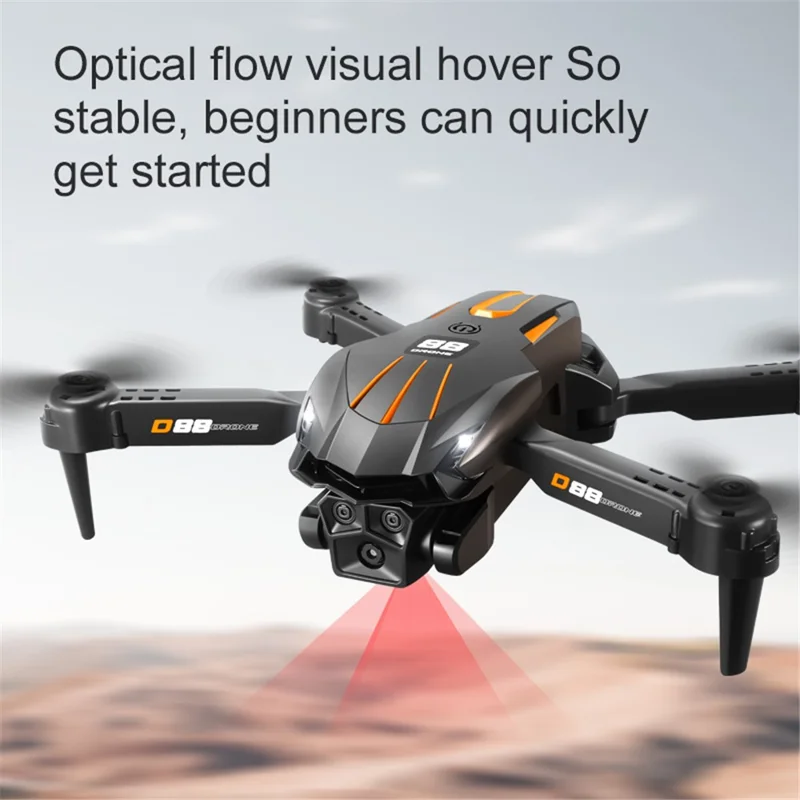 D88 Optical Flow Dual Camera RC Drone Fixed Altitude Aerial Photography Quadcopter, 1 Battery - Black