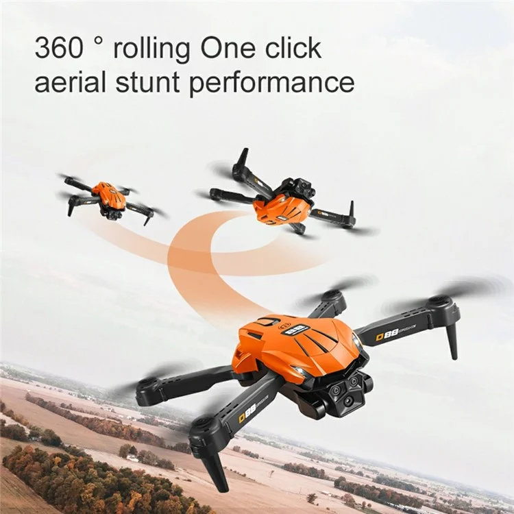 D88 Optischer Fluss Dual Kamera RC Drohne mit fester Flughöhe, Luftbildfotografie Quadcopter, 3 Batterien - Schwarz