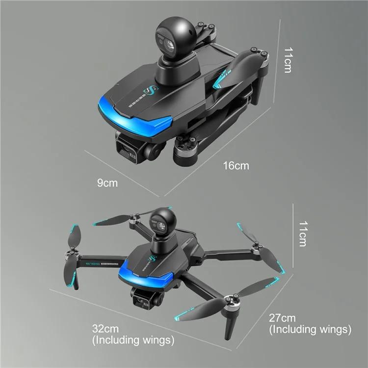 S185 Drone GPS com Evitação de Obstáculos em 4 Direções, Câmera com Gimbal de 3 Eixos, Quadricóptero, Bateria Única - Preto
