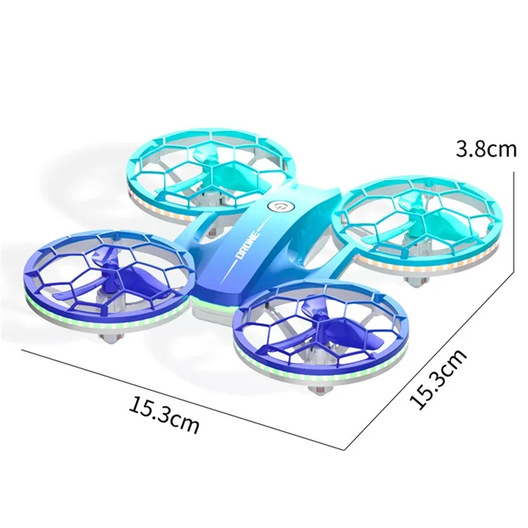H127 Anfänger-Drohnenrenn-Quadcopter mit buntem LED-Licht und 2 Batterien - Farbverlauf Blau
