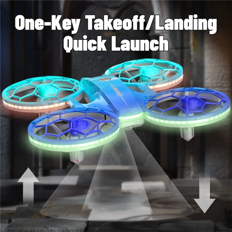 H127 Anfänger-Drohnenrenn-Quadcopter mit buntem LED-Licht und 2 Batterien - Farbverlauf Blau