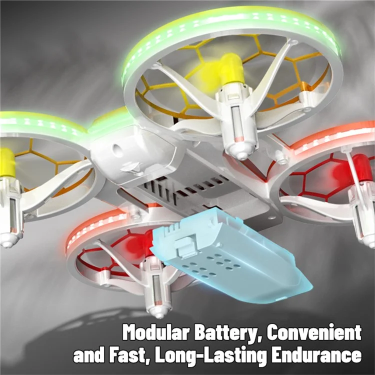 H127 Anfänger-Drohnenrenn-Quadcopter mit buntem LED-Licht und 2 Batterien - Farbverlauf Blau
