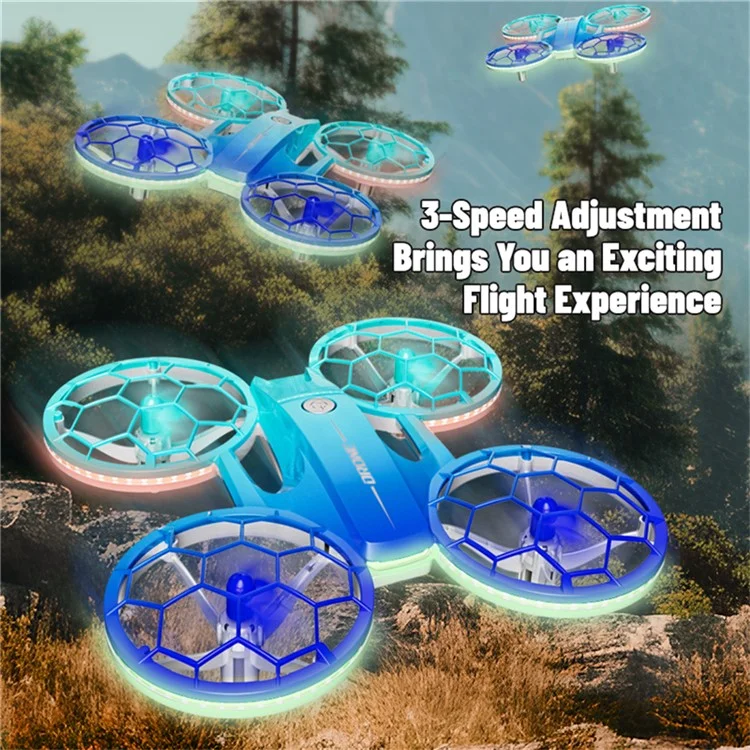 H127 Anfänger-Drohnenrenn-Quadcopter mit buntem LED-Licht und 2 Batterien - Farbverlauf Blau