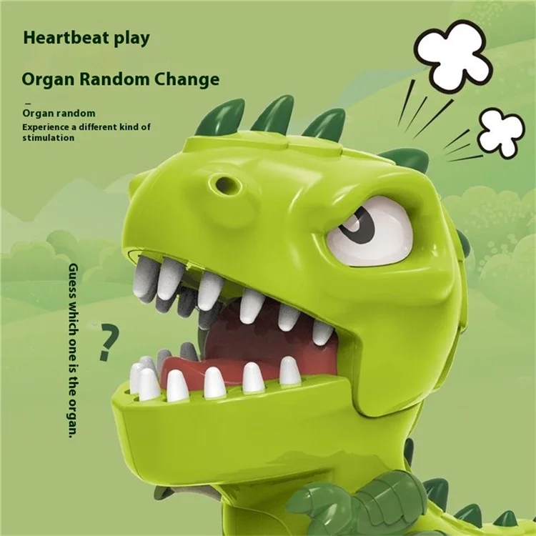 Dinosaurier-Zähne-Spiel für Kinder mit beißenden Fingern, bei dem der Zahn hinuntergedrückt wird - Spielzeug-Streich mit Ton und Licht - Grün