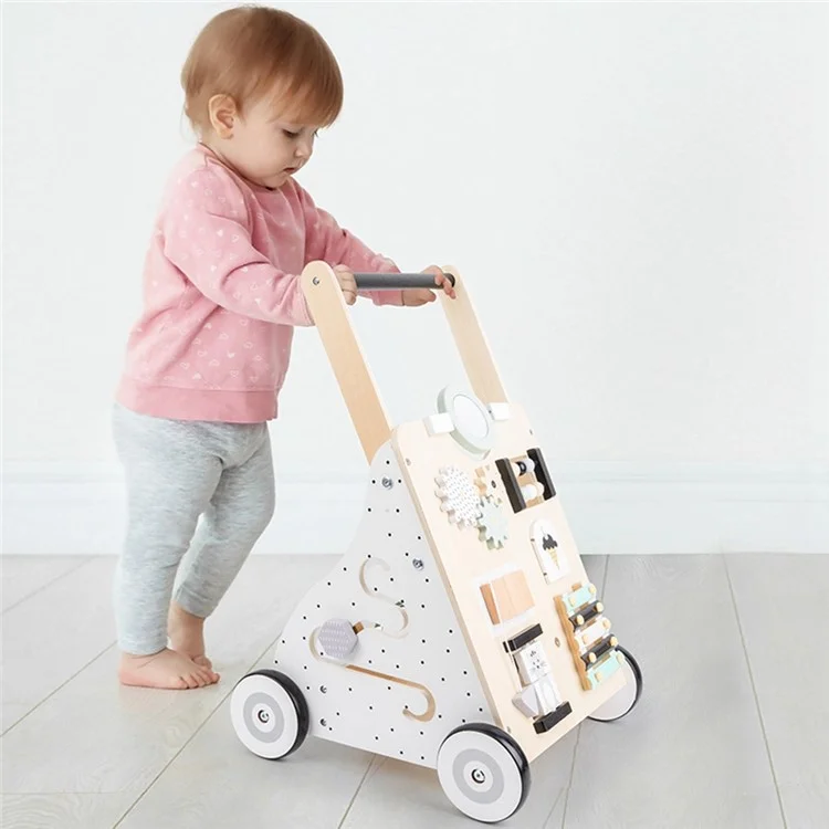 Multifunction Baby Walker Learning Walking Cart Wooden Newborn Stroller Early Education Toy