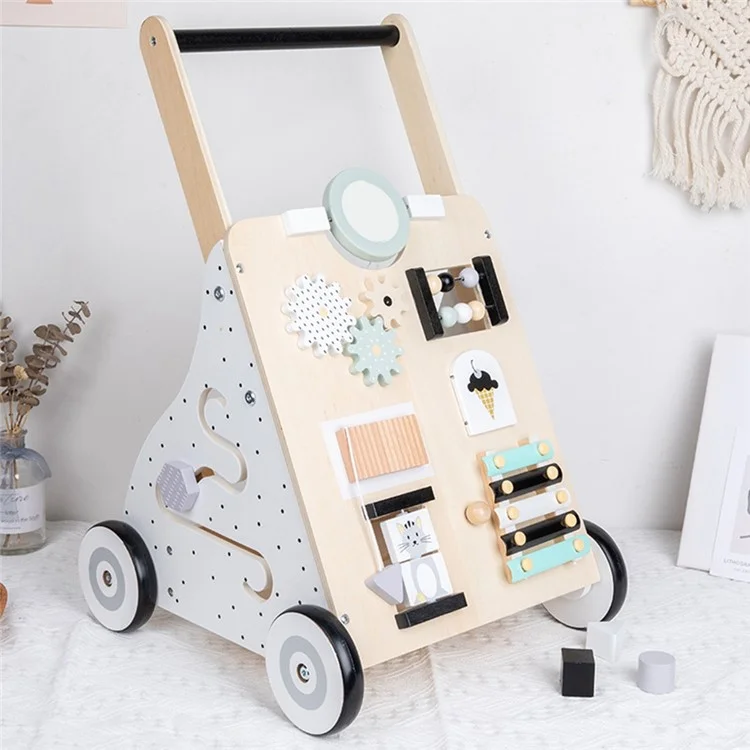 Multifunction Baby Walker Learning Walking Cart Wooden Newborn Stroller Early Education Toy