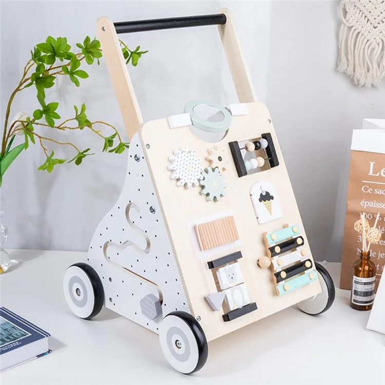 Multifunction Baby Walker Learning Walking Cart Wooden Newborn Stroller Early Education Toy