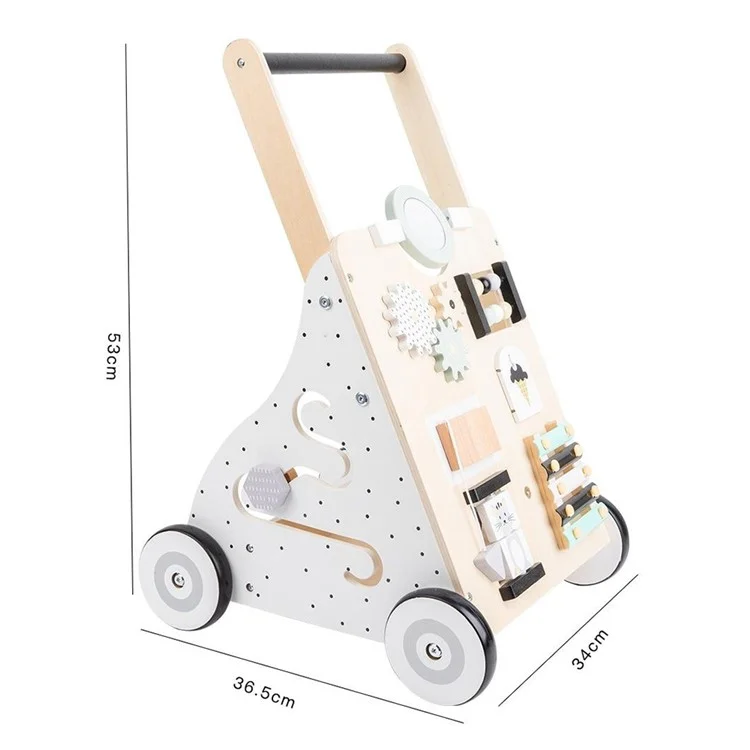 Multifunction Baby Walker Learning Walking Cart Wooden Newborn Stroller Early Education Toy