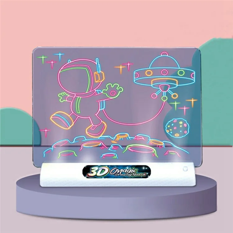 3D Fluorescent Drawing Board 16 x 12cm Light Up Writing Pad Doodle Board Educational Toy for Kids - Dinosaur Style