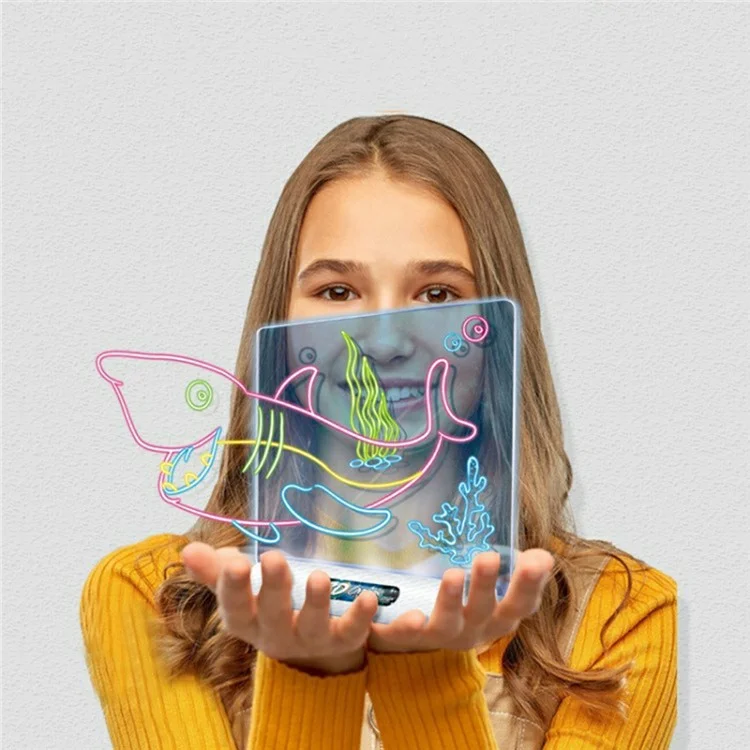 3D Fluorescent Drawing Board 16 x 12cm Light Up Writing Pad Doodle Board Educational Toy for Kids - Dinosaur Style