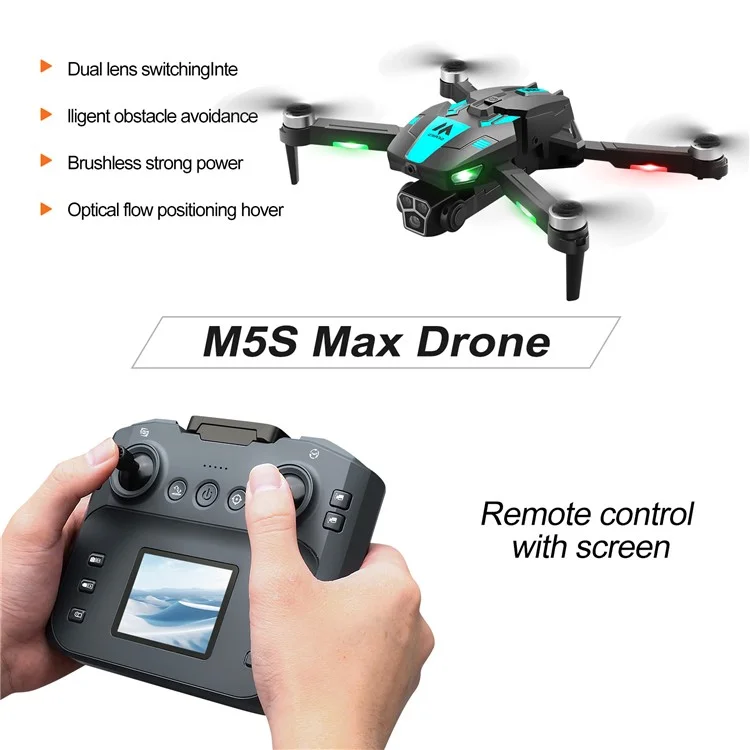 M5s WiFi FPV Optical Flow Positioning Brushless RC Drone 4CH 6 Axis Gyro Quadcopter with Dual HD Cameras ( with 1 Battery ) - Blue