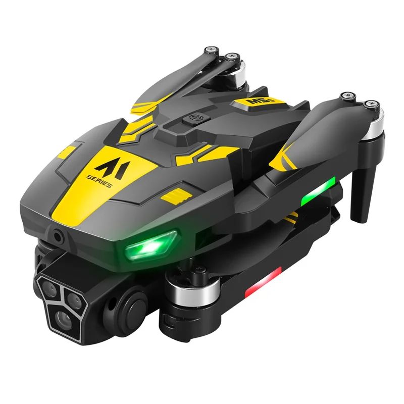 M5s WiFi FPV Optical Flow Positioning Brushless RC Drone 4CH 6 Axis Gyro Quadcopter with Dual HD Cameras ( with 2 Battery ) - Yellow