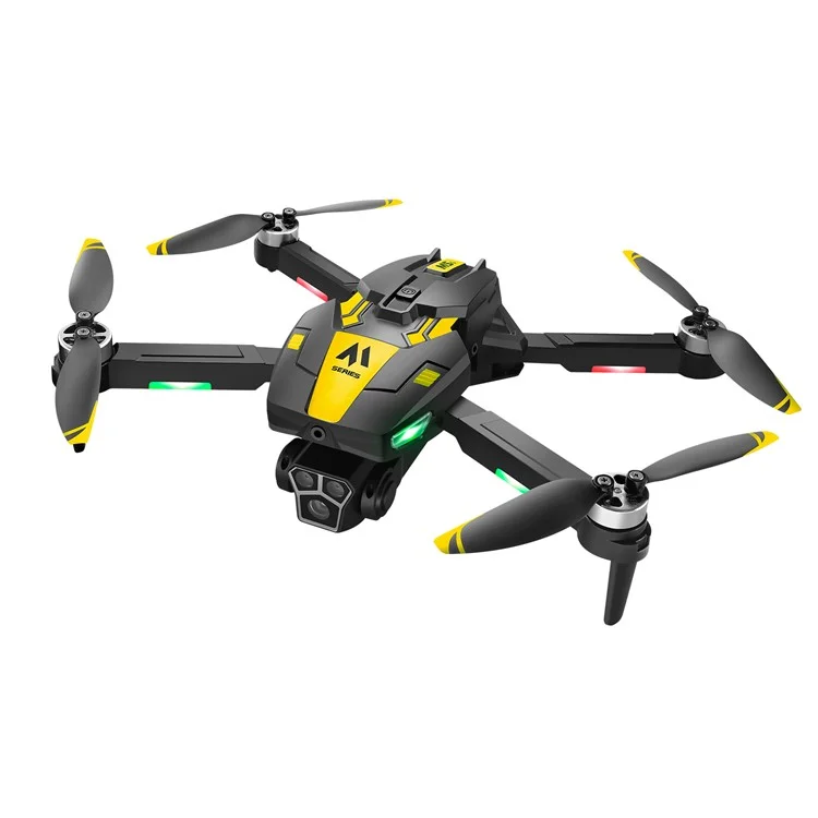 M5s WiFi FPV Optical Flow Positioning Brushless RC Drone 4CH 6 Axis Gyro Quadcopter with Dual HD Cameras ( with 3 Battery ) - Yellow