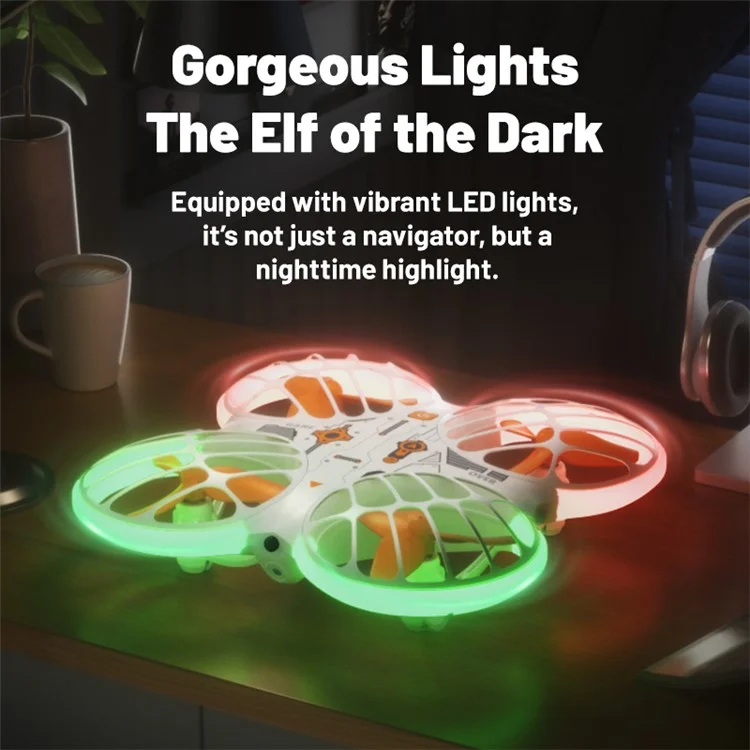 H122 Smart Obstacle Avoidance Drone with Neon Light HD Aerial Photography Quadcopter with 1 Battery