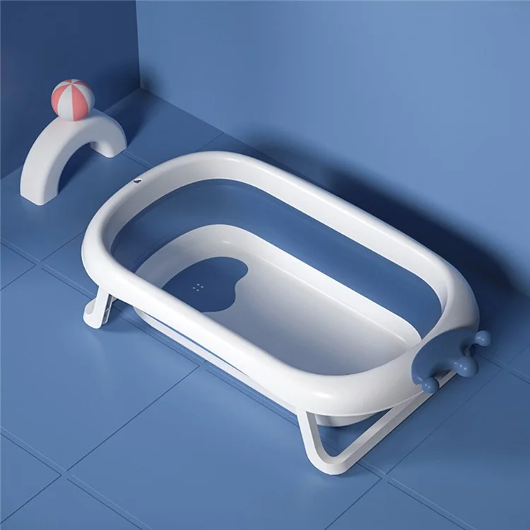 Baby Bath Tub Foldable Bathtub Inner Anti-slip Pad Large Shower Bathing Basin - Blue