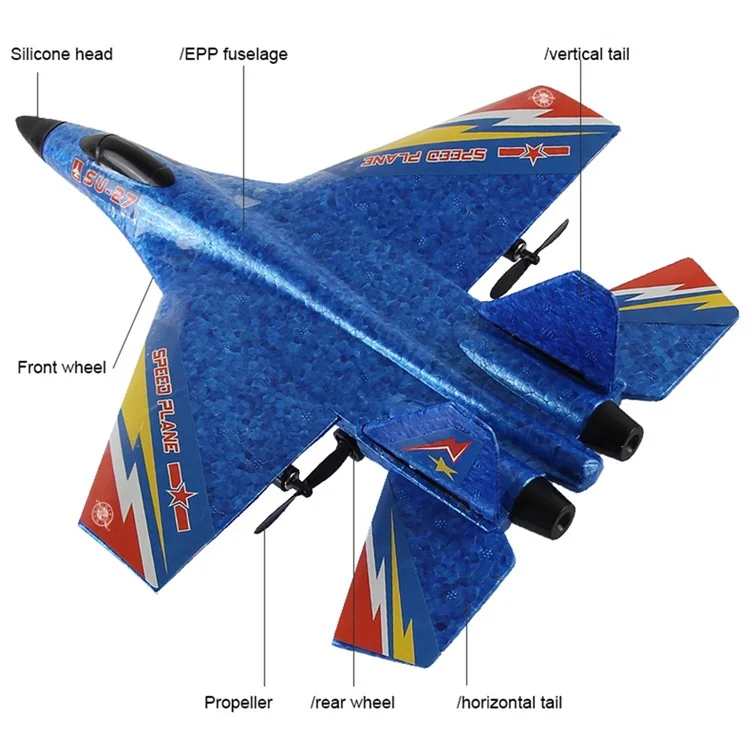 HW28 (SU27) RC Plane for Kids 2.4GHz 2.5 Channel Remote Control Airplane EPP Foam RC Glider - Yellow