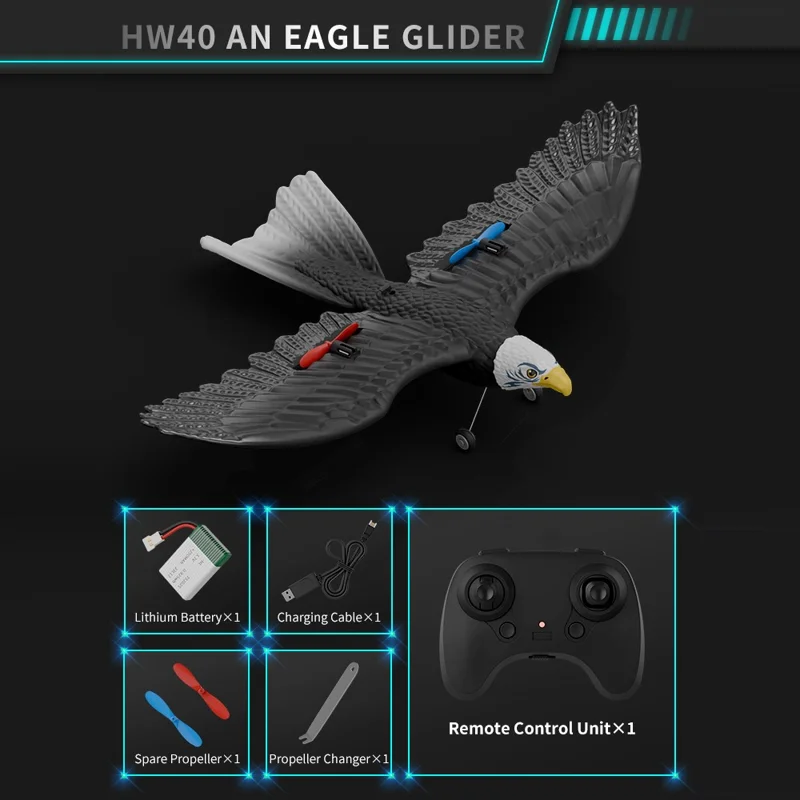 HW40 Aereo RC Aquila Telecomandato Aliante 2.4GHZ 2.5CH con Giroscopio a 6 Assi