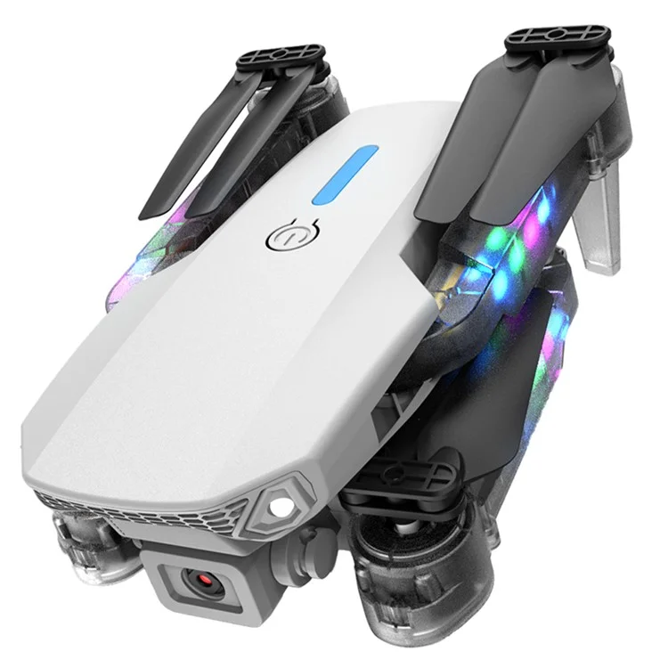 E99D Drone Pieghevole a Doppia Lente con Effetto Luminoso / Telecomando con Schermo, Singola Batteria - E88 Grigio