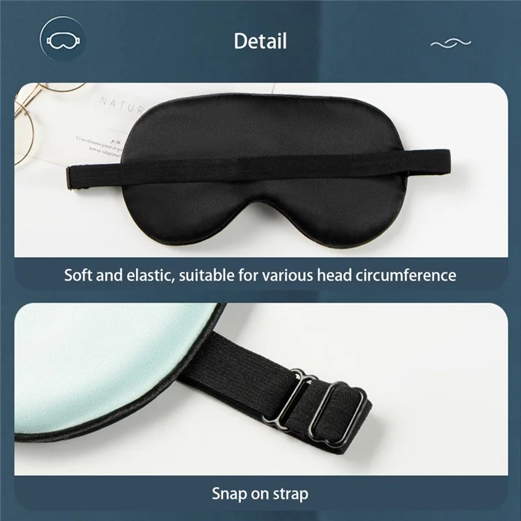 Sleep Eye Mask 16 Momme Both Sides Mulberry Silk Sleep Shades Cover Sleeping Aid with Adjustable Strap - Baby Blue