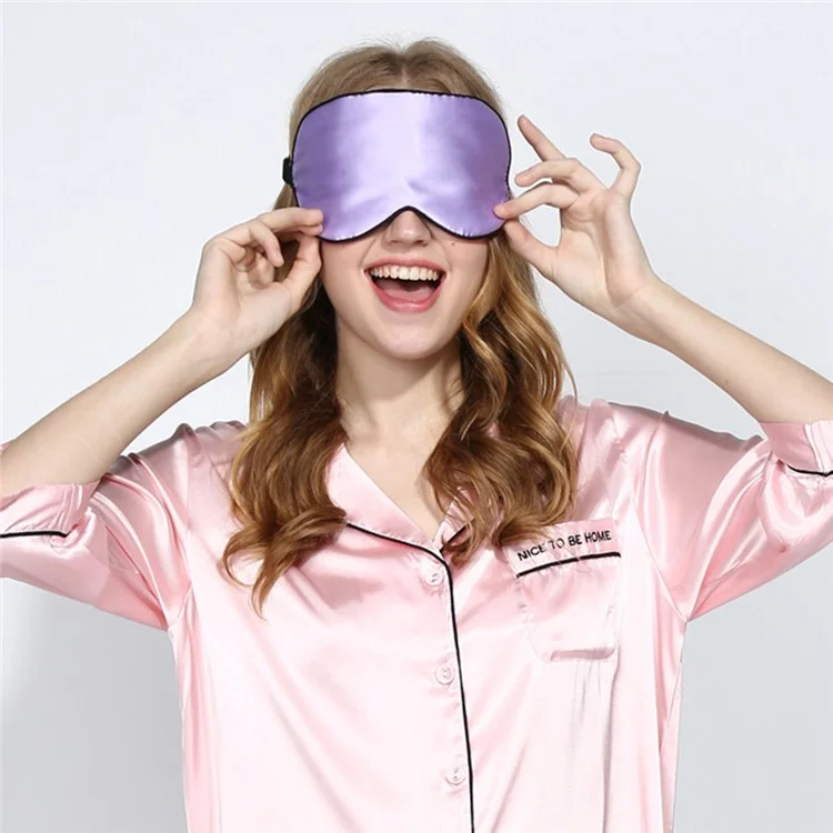 Sleep Eye Mask 16 Momme Both Sides Mulberry Silk Sleep Shades Cover Sleeping Aid with Adjustable Strap - Baby Blue