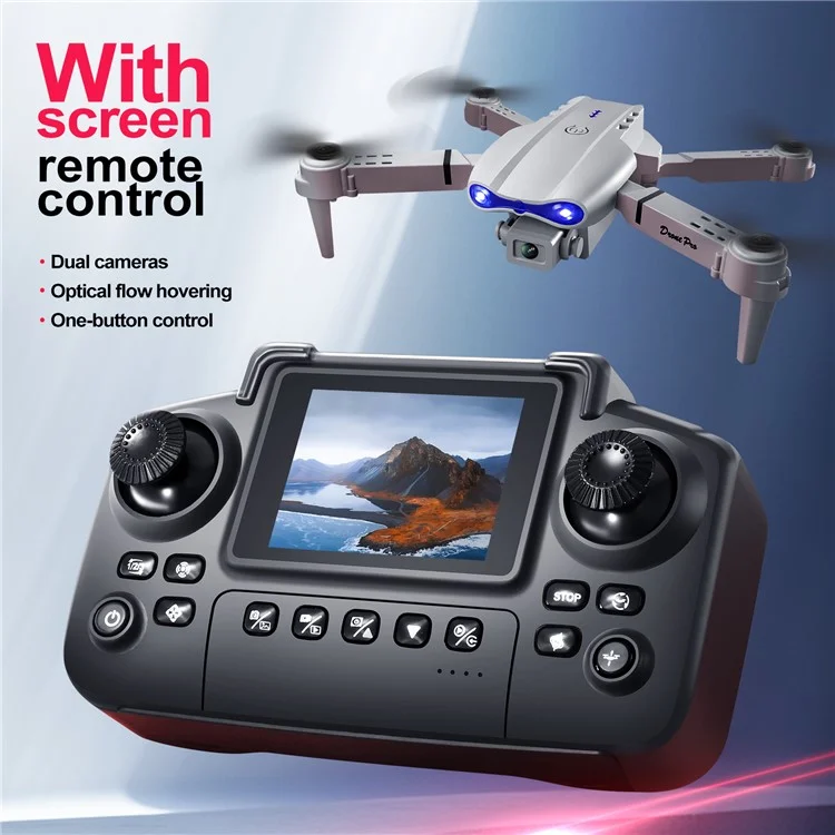 Dron Plegable de Flujo Óptico con Controlador de Pantalla, Sin Luces, Batería Única - E99 Gris