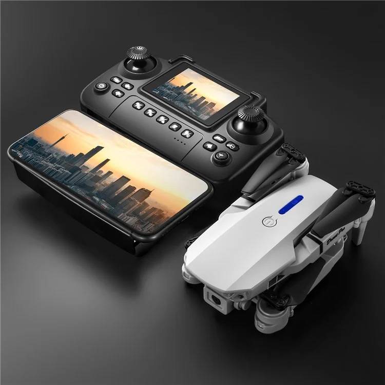 Dron Plegable de Flujo Óptico con Controlador de Pantalla, Sin Luces, Batería Única - E88 Gris