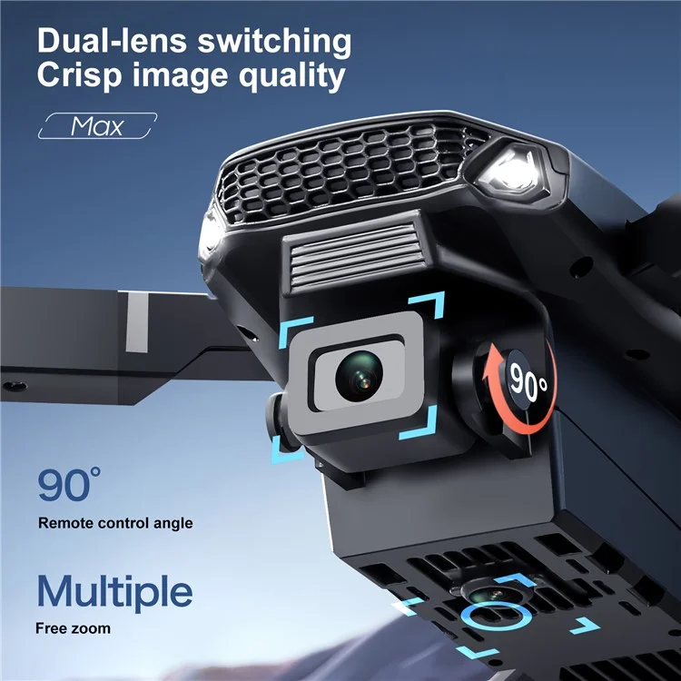 Dron Plegable de Flujo Óptico con Controlador de Pantalla, Sin Luces, Batería Única - E88 Gris