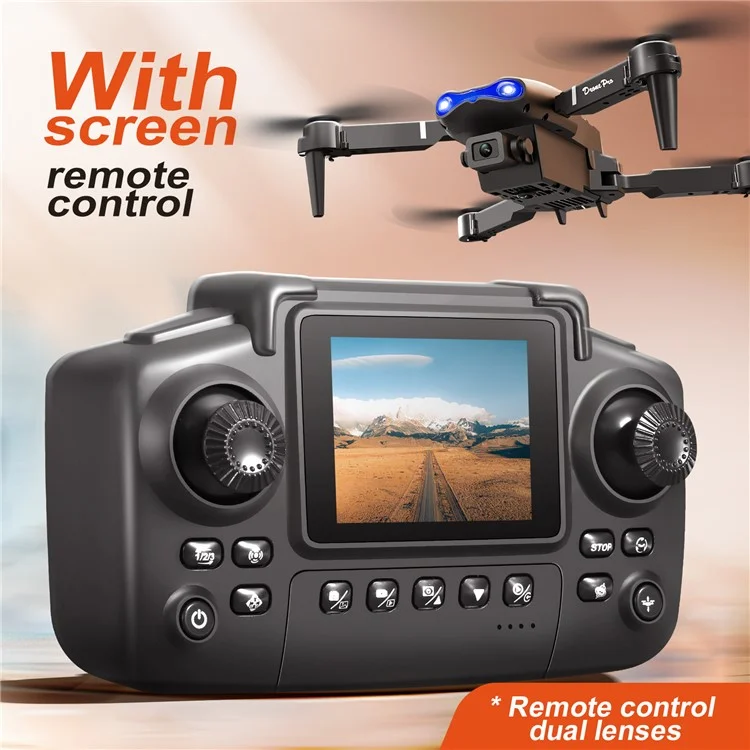 Dron Plegable de Flujo Óptico con Controlador de Pantalla, Sin Luces, Batería Única - E99 Negro