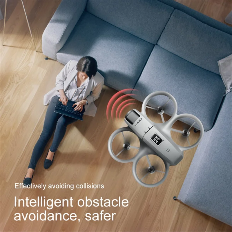 D16 Obstacle Avoidance Mini Drone Dual Camera HD Aerial Photography Quadcopter with 1 Battery - Grey