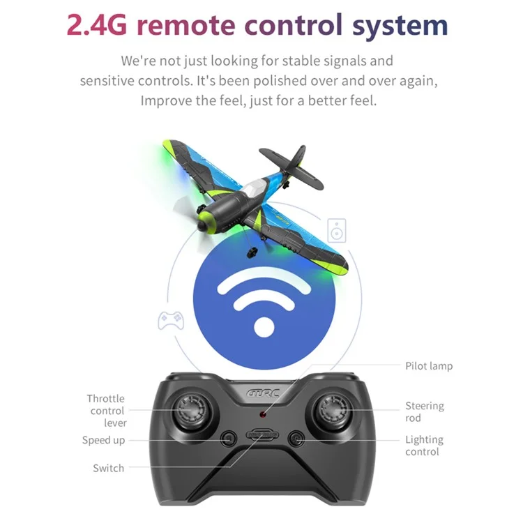 4DRC 4D-G8 EPP Foam RC Airplane 6 Axis Gyroscope Fixed Wing Glider Aircraft Toy for Kids, with 2 Battery