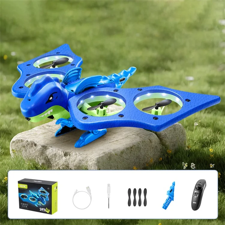 4DRC 4D-V48 EPP Foam Drone Dinosaur Shape Quadcopter Altitude Hold RC Aircraft for Kids Toy, with 1 Battery - Blue