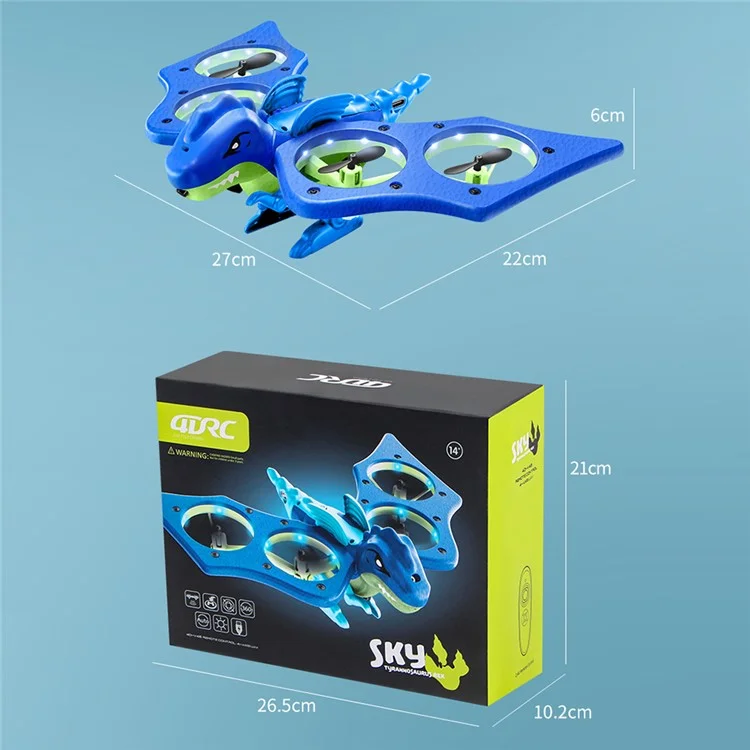 4DRC 4D-V48 EPP Foam Drone Dinosaur Shape Quadcopter Altitude Hold RC Aircraft for Kids Toy, with 1 Battery - Blue