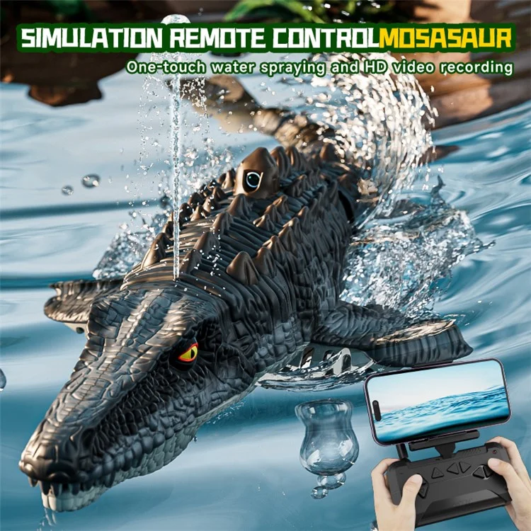4DRC 4D-S11 2.4G Remote Control Mosasaur Shape RC Boat Water Spraying Toy with Camera, with 1 Battery