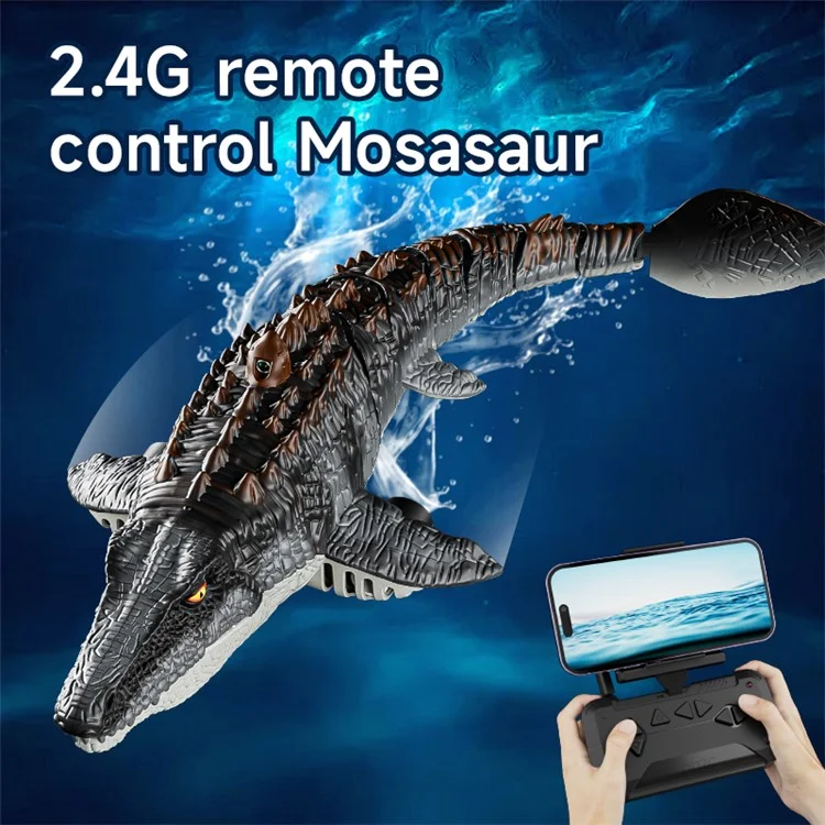 4DRC 4D-S11 2.4G Remote Control Mosasaur Shape RC Boat Water Spraying Toy with Camera, with 1 Battery