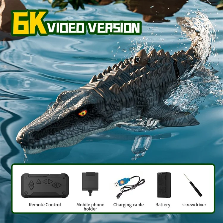 4DRC 4D-S11 2.4G Remote Control Mosasaur Shape RC Boat Water Spraying Toy with Camera, with 1 Battery