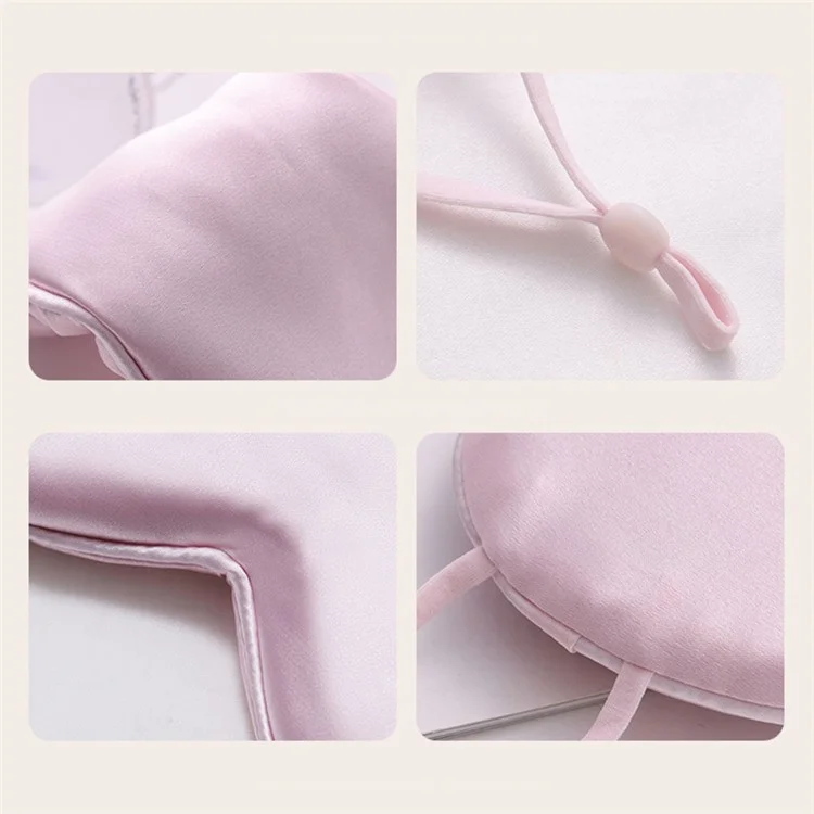 Eye Covering Blindfold with Ear Loop Imitated Silk Eye Shade Cover for Sleeping Travel (ST) - Pink