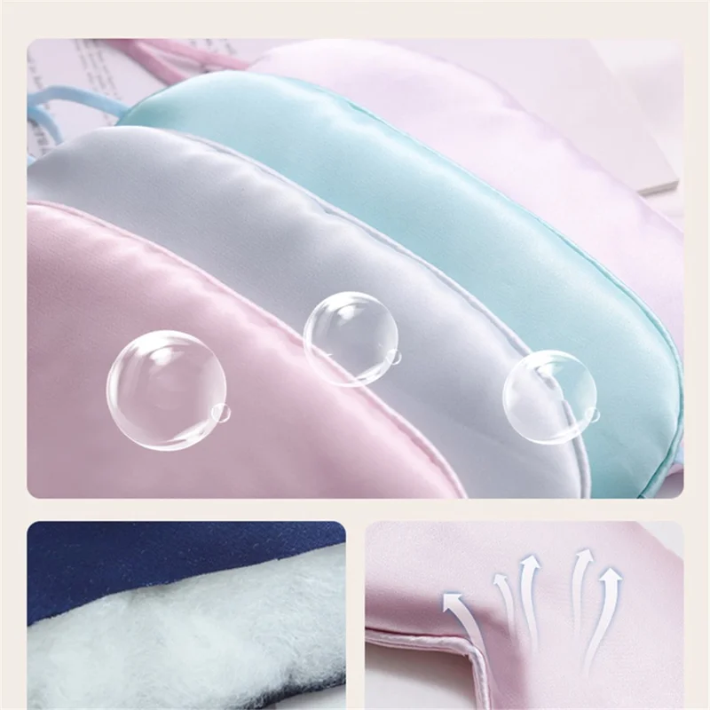 Eye Covering Blindfold with Ear Loop Imitated Silk Eye Shade Cover for Sleeping Travel (ST) - Blue