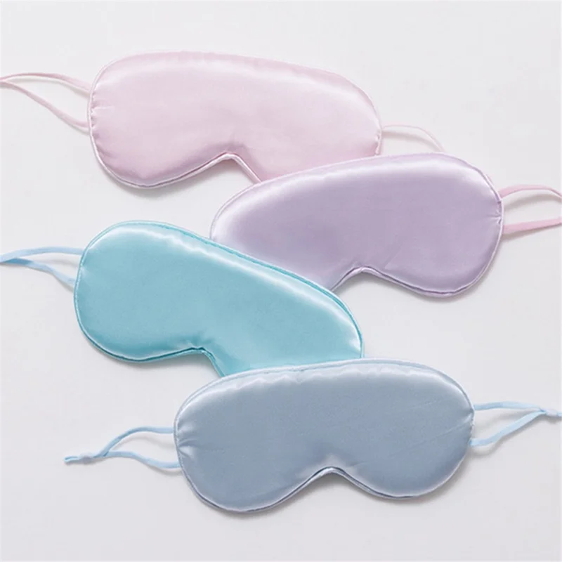 Eye Covering Blindfold with Ear Loop Imitated Silk Eye Shade Cover for Sleeping Travel (ST) - Blue
