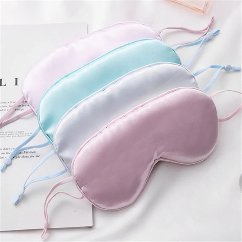 Eye Covering Blindfold with Ear Loop Imitated Silk Eye Shade Cover for Sleeping Travel (ST) - Blue