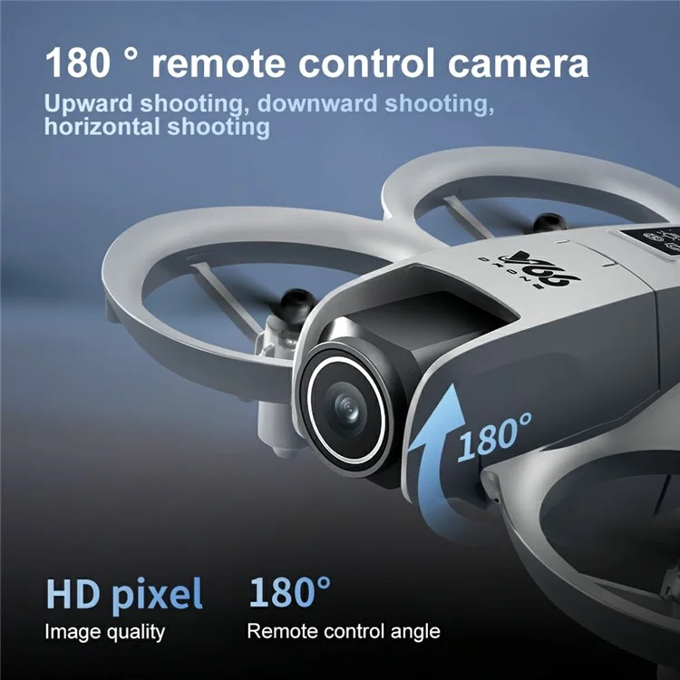 V66 HD Dual Camera RC Drone Optical Flow Obstacle Avoidance Quadcopter with 1 Battery - Grey
