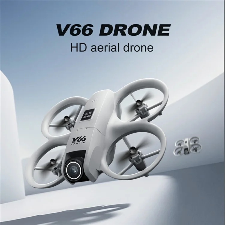 V66 HD Dual Camera RC Drone Optical Flow Obstacle Avoidance Quadcopter with 2 Battery - Grey