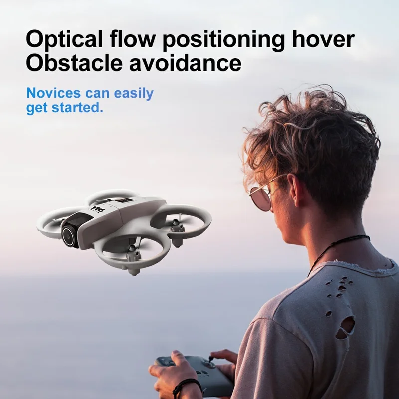 V66 HD Dual Camera RC Drone Optical Flow Obstacle Avoidance Quadcopter with 2 Battery - Yellow