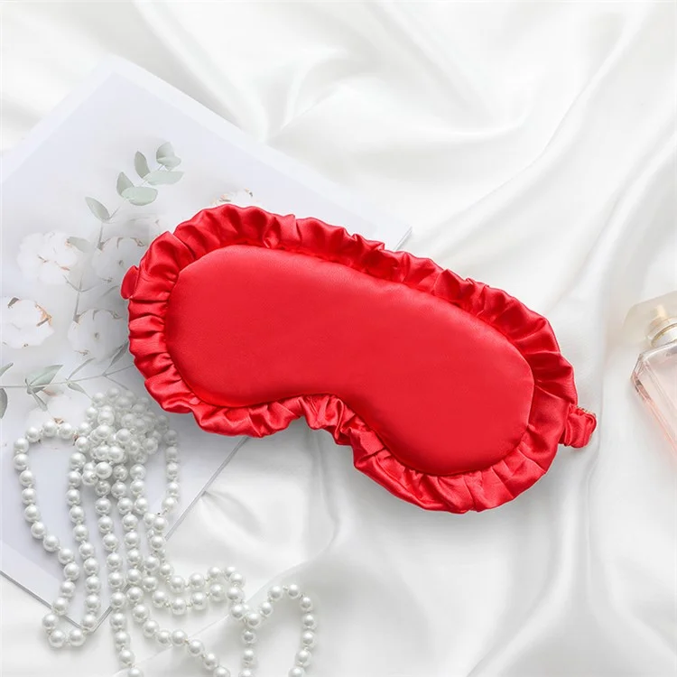 Ruffles Design Shading Eye Mask Travel Rest Nap Sleep Imitation Silk Shading Blindfold - Red