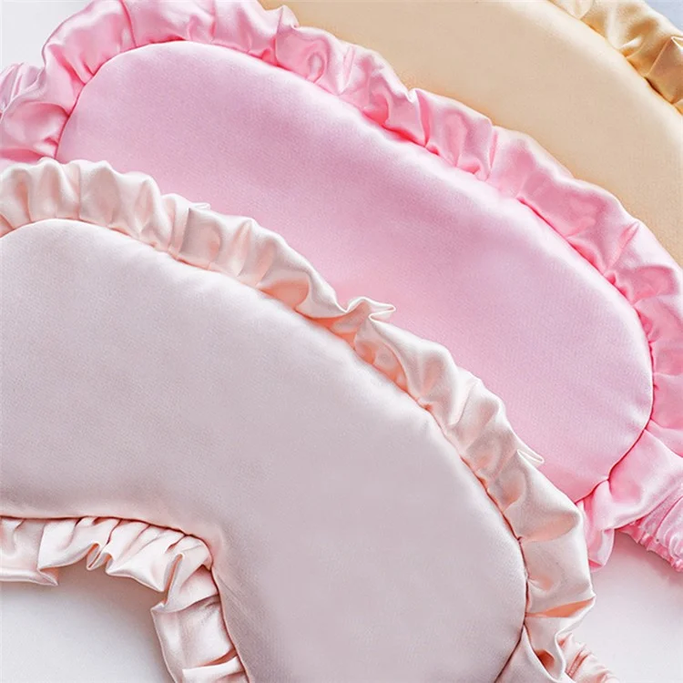 Ruffles Design Shading Eye Mask Travel Rest Nap Sleep Imitation Silk Shading Blindfold - Red