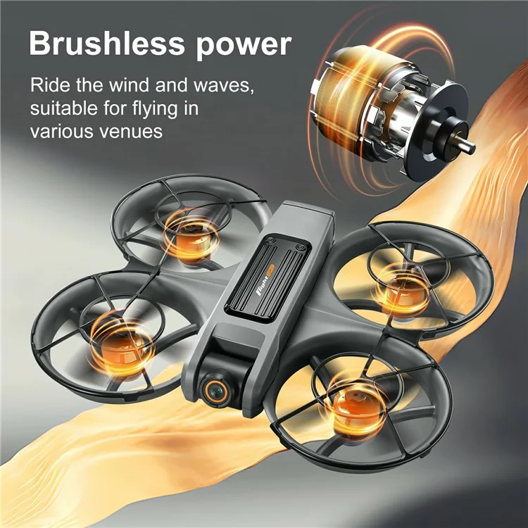 S156 Brushless RC Drone HD Camera Optical Flow Positioning RC Aircraft with Screen Controller, Single  Battery - Orange