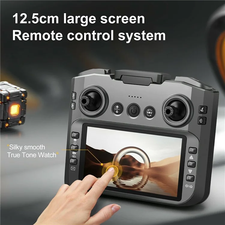 S156 Brushless RC Drone HD Camera Optical Flow Positioning RC Aircraft with Screen Controller, 3 Batteries - Dark Grey