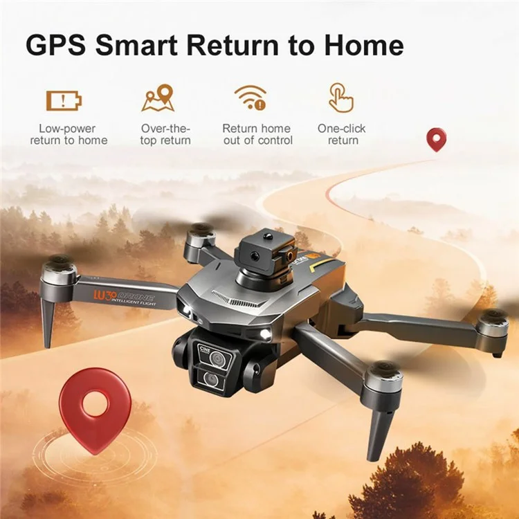 LU30 GPS Brushless Drone Obstacle Avoidance HD Aerial Photography RC Aircraft with 4.5 Inch Screen Controller, Dual Battery