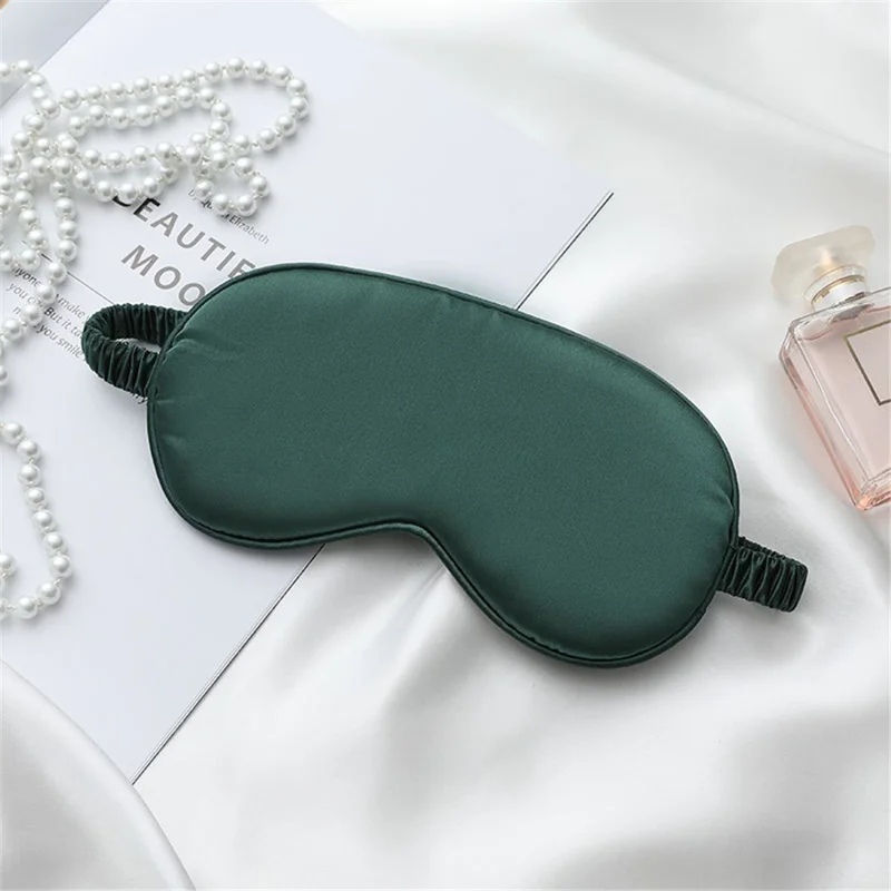Double-Sided Imitation Silk Eye Mask Sleeping Mask Soft Blindfold with Elastic Headband - Green