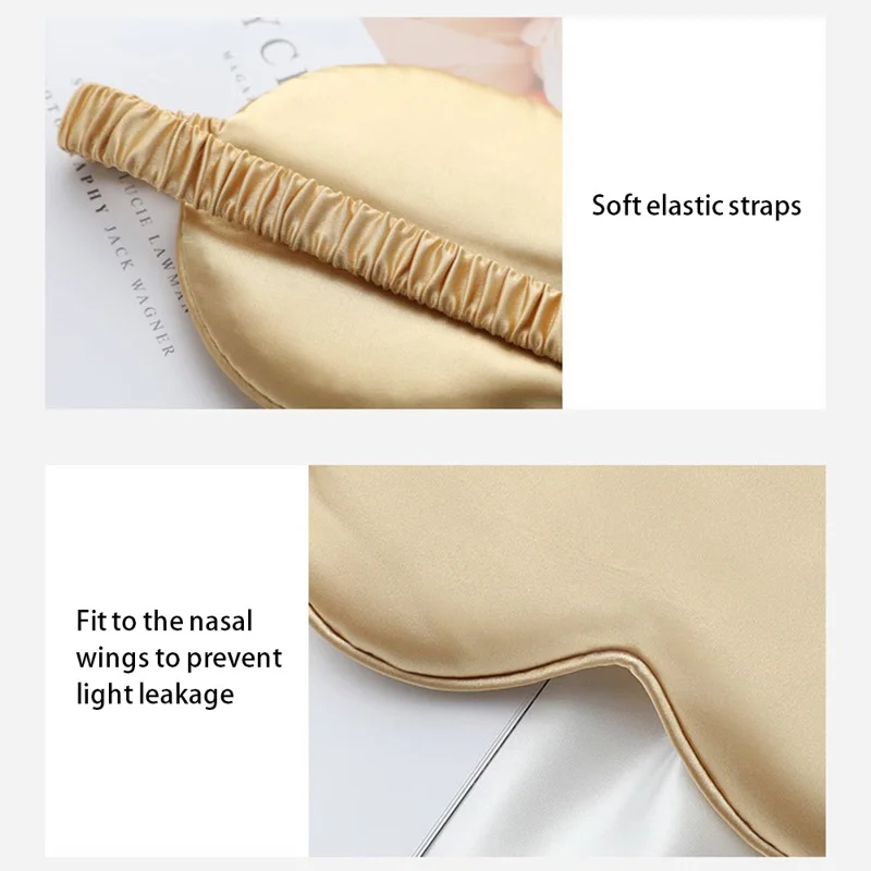 Double-Sided Imitation Silk Eye Mask Sleeping Mask Soft Blindfold with Elastic Headband - Silver